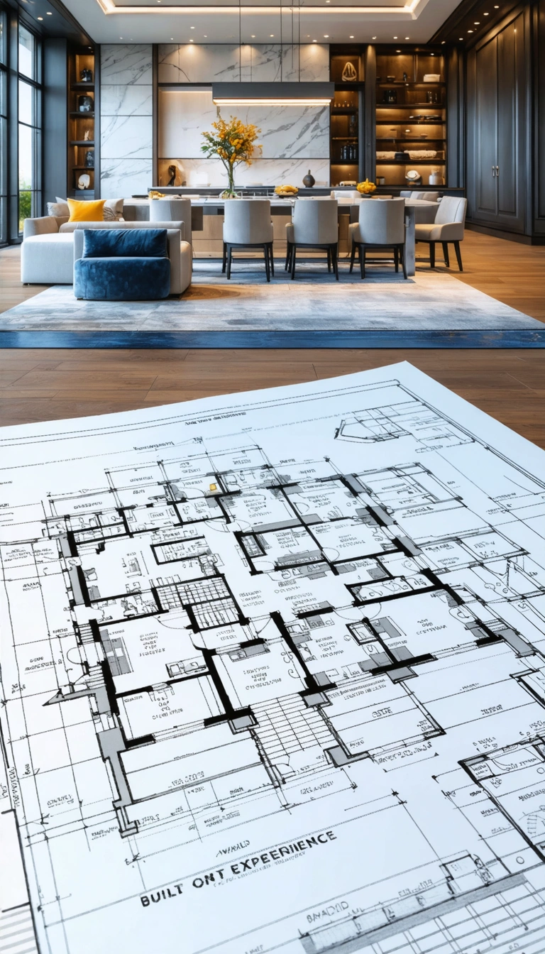 Architectural plans, quality materials, and construction site in Florida sunlight